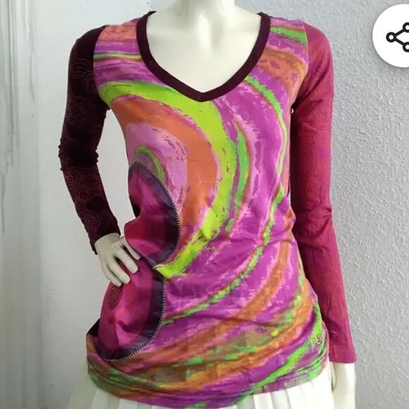 Desigual Women's Colorful Jacket Top Pullover Long Sleeve Size Medium - Picture 1 of 10